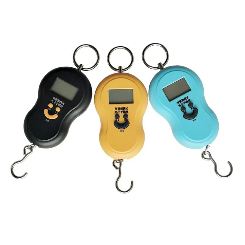 Bilancia portatile 50Kg 10g Bilancia digitale sospesa Retroilluminazione Pesi da pesca elettronici Bilancia tascabile Bilancia per bagagli Nero Blu Giallo