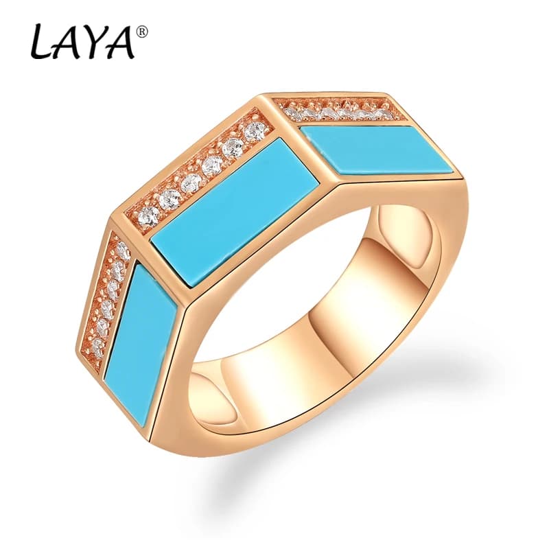Laya 925% 100 sterling silver di alta qualità lucido zircone alla moda irregolare anello da donna lussuoso fascino gioielli fatti a mano enam