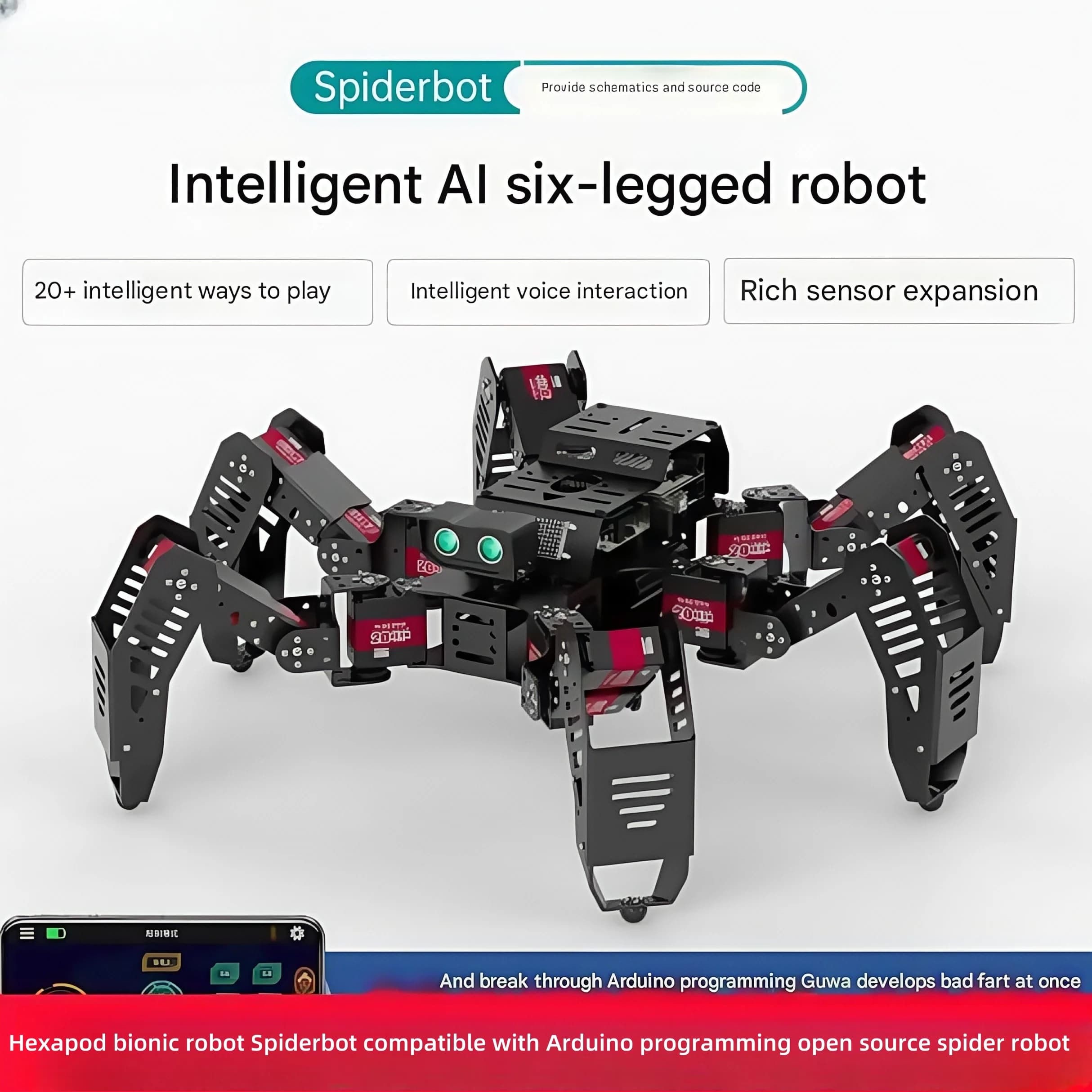 Robot bionico Hexapod Spiderbot compatibile con la programmazione Arduino robot ragno open source