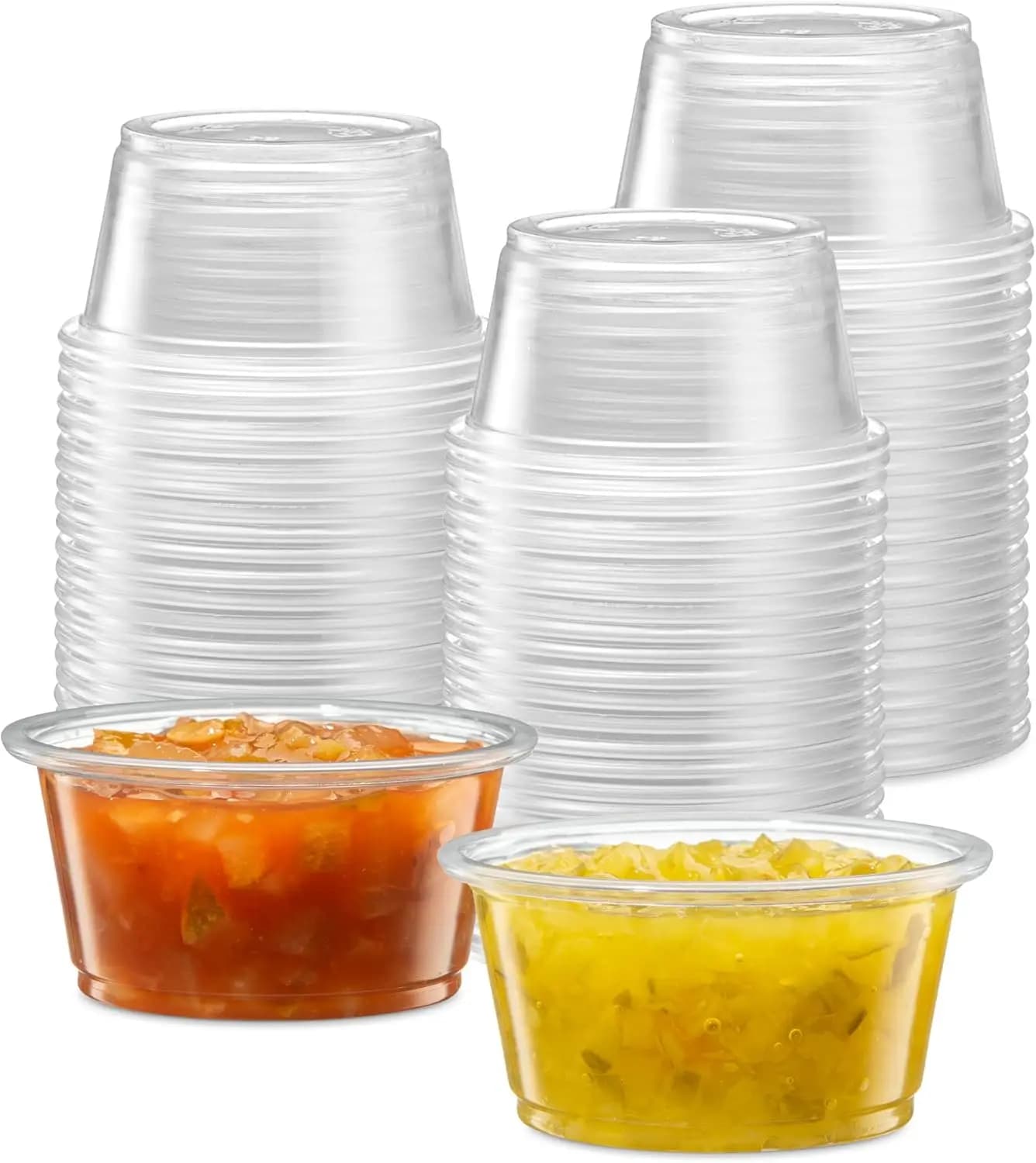 Confezione da 200 Coppette Monoporzione in Plastica Trasparente da 2 oz - Mini Contenitori Usa e Getta per Salse, Gelatine, Preparazione Pasti, Condimenti