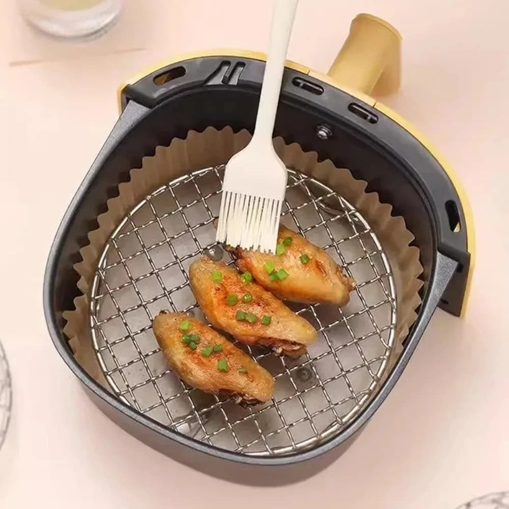 Grid Cooling Grill for Stainless Steel BBQ Grill for Stackable Air Frying Machine Non-stick Round Shape with BBQ Network for Feet Home Kitchen