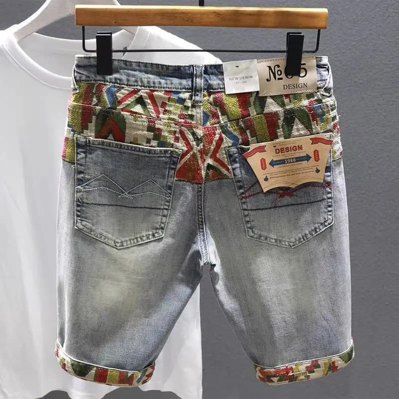 Men's Suede Jeans Short Trousers Multicolor Short Jeans For Men's Luxury Ripped Graphics Jords Distressed Harajuku Xl Xxxl Buttons