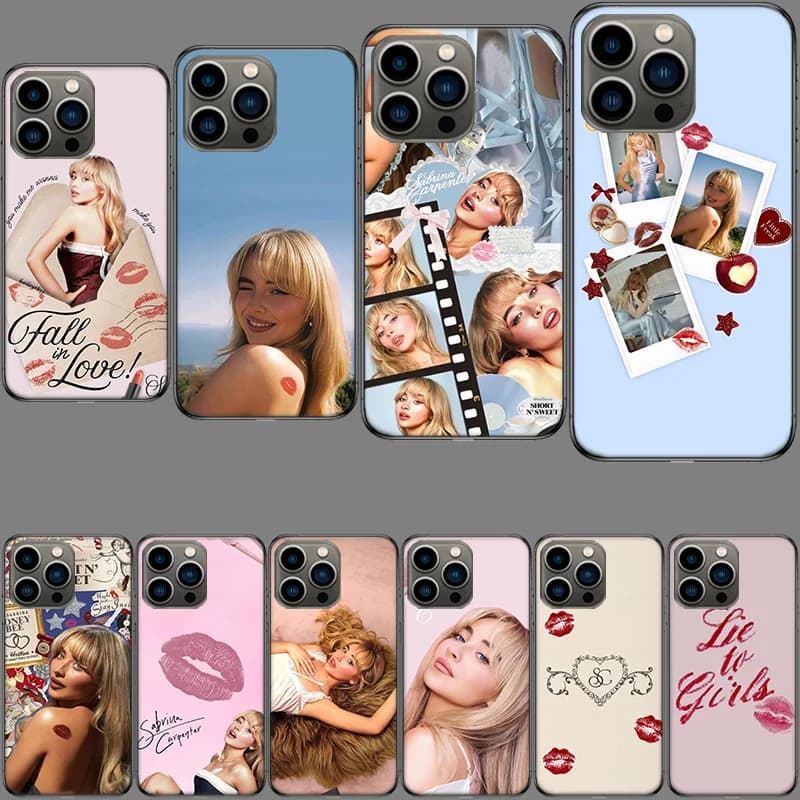 Custodia per telefono Singer S-Sabrina C-Carpenter antiurto per iPhone 16E 15 Pro 14 Plus 17E 16 17 Pro Max Air 11 12 13 Mini