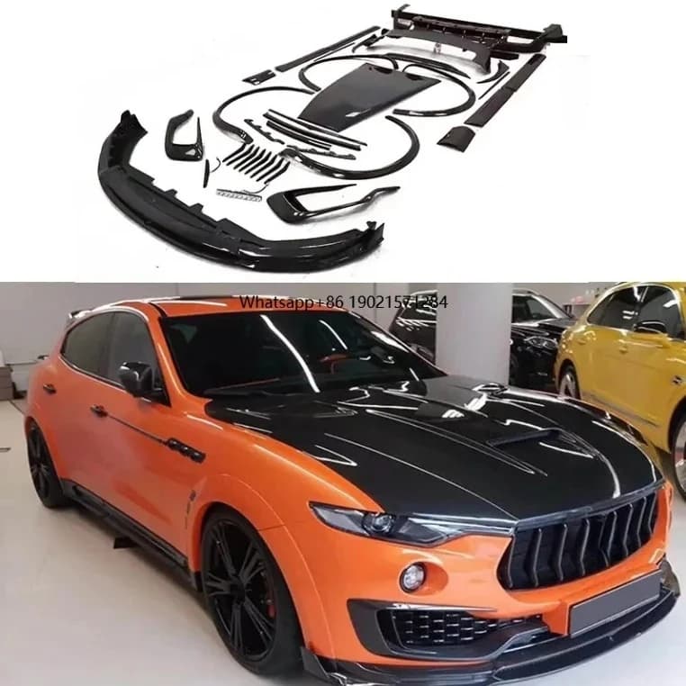 Runde per Maserati Levante MSY Kit corpo in vera fibra di carbonio Mansy Ricambi auto Cappuccio Labbro anteriore Diffusore posteriore Spoiler Ruota Sopracciglio