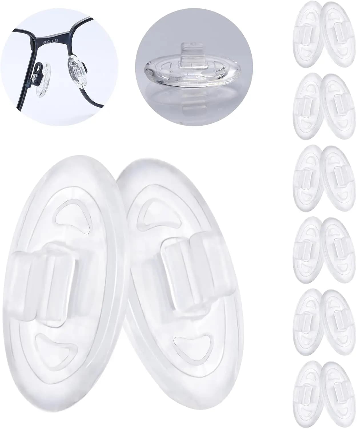 6 Pairs Silicone Nose Pads 13mm for Sunglasses - Clear, Comfortable & Easy Install