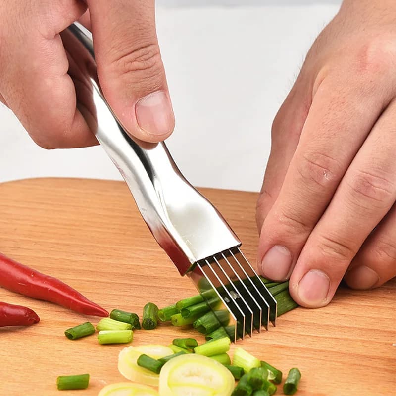 Stainless Steel Trimmed Green Onion Knife Manual Onion Chopper For Multifunctional Vegetables Kitchen Gadget Easy to Clean
