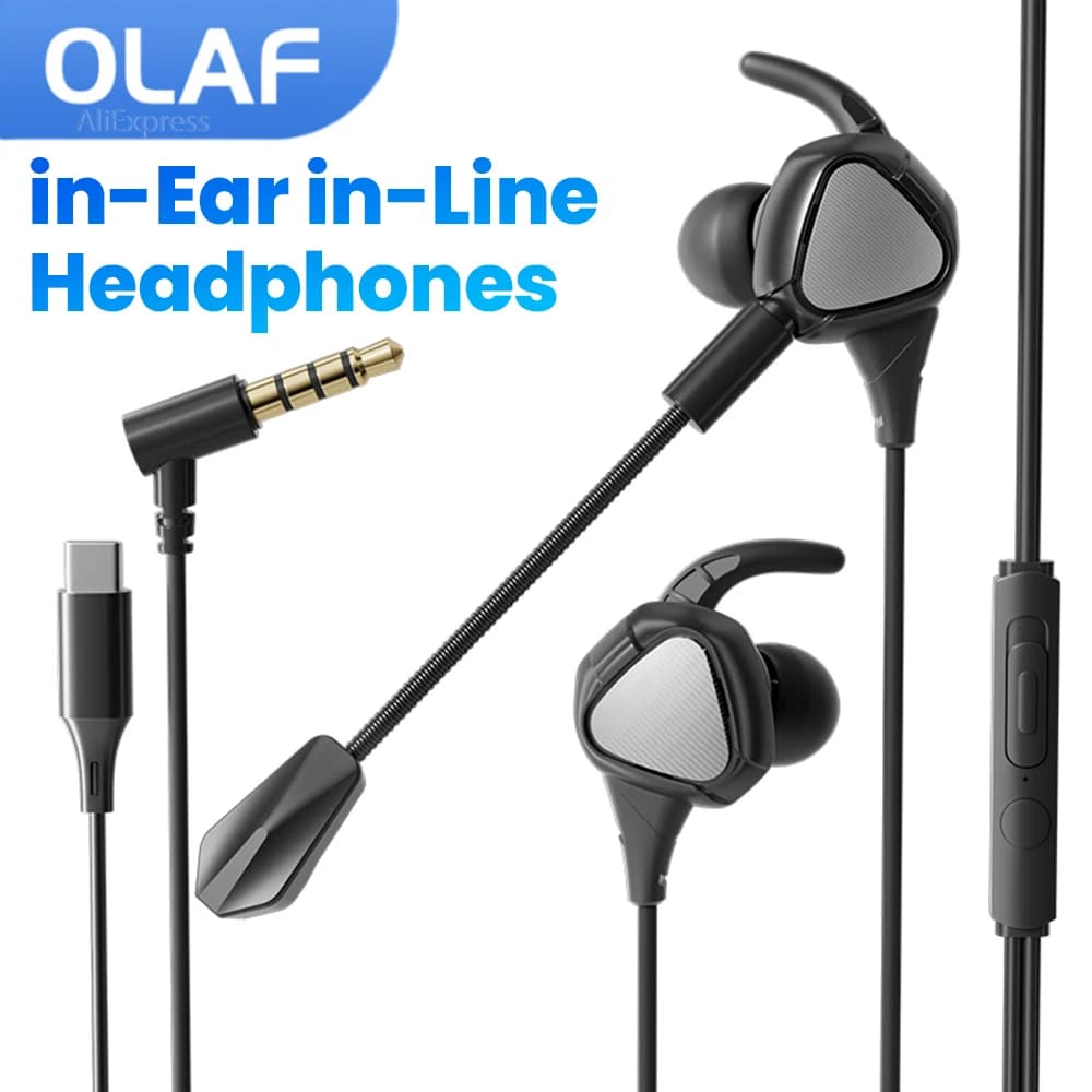 OLAF DAC Type-C/3.5mm Cuffie cablate Auricolari in-ear Sport Gamer Auricolare Auricolari vivavoce per iPhone16 15 Samsung Xiaomi