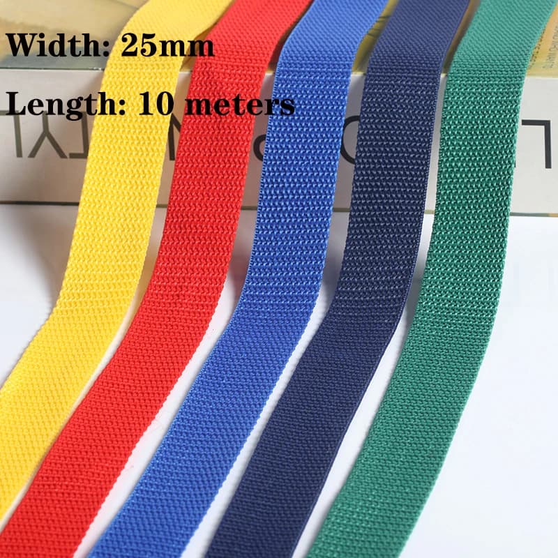 25MM/10M Nastro colorato per zaino Cinghia per zaino 1mm di spessore Collare per animali domestici Cintura di sicurezza Fascia per nastro Abbigliamento Accessori per cucire