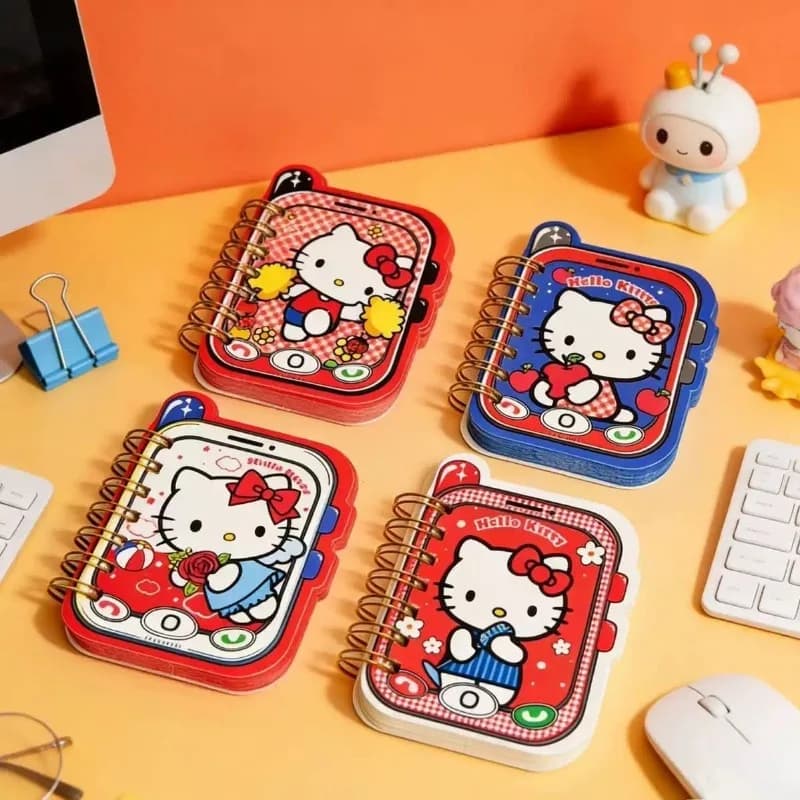 Quaderno Anime Sanrio Hello Kitty per Studenti, Carino Cartonato, Elegante e Femminile, Pagine Colorate, Mini con Spirale, Nuovo Diario Scolastico