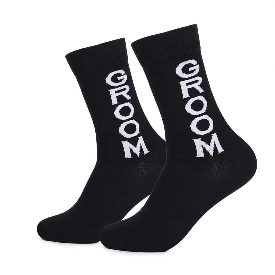 Mens Cotton Mid-Calf Socks With Groom Letter Print