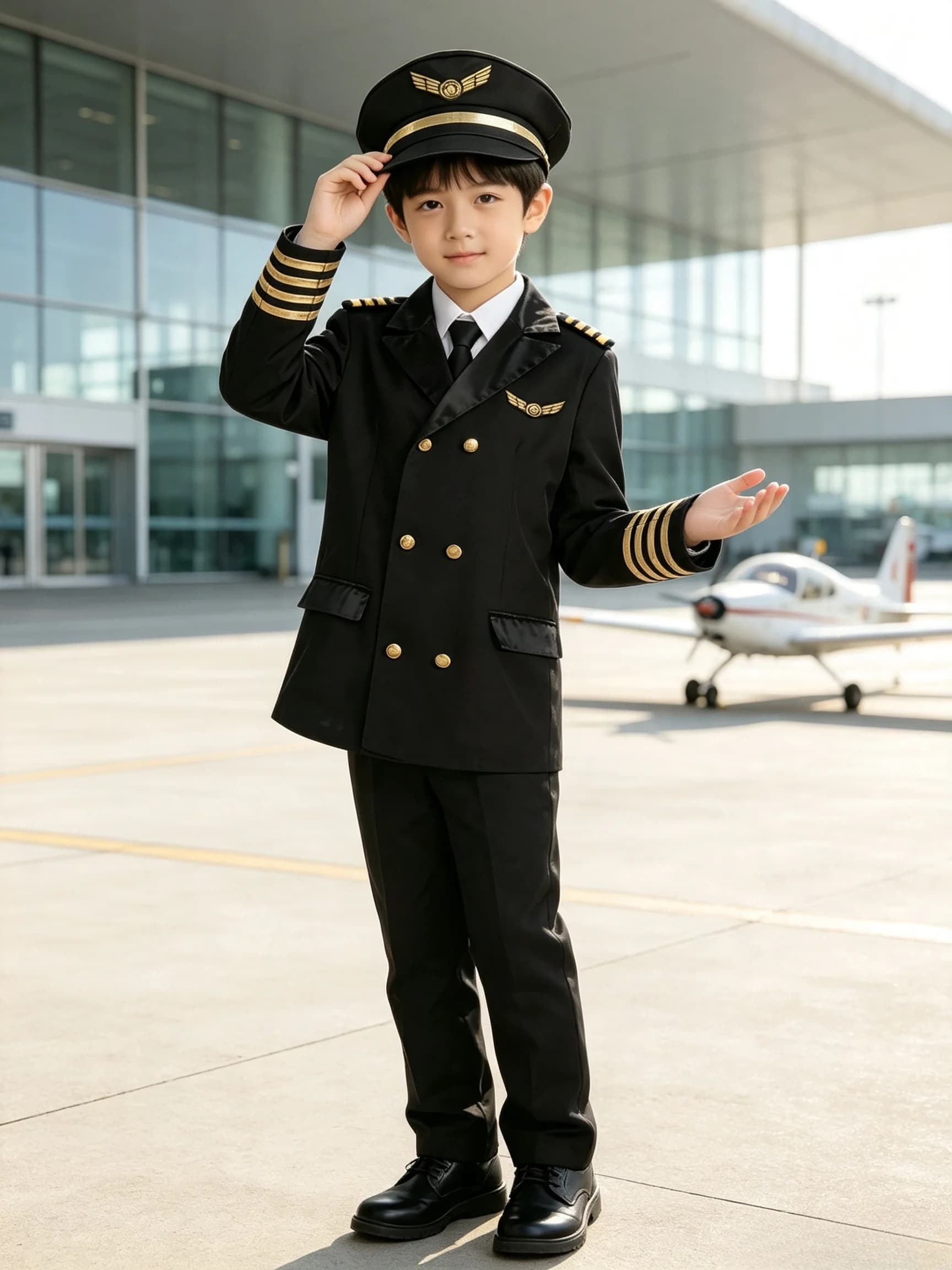 Kids Pilot Cosplay Costume, Formal Uniform Outfit for Halloween Party & Role‑Play