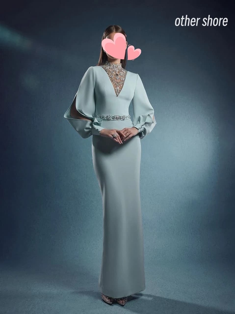 Altro Shore elegante Vintage Sexy dolce blu cristallo perline scollo a v personalizza occasioni formali abito da ballo abiti da sera da sera