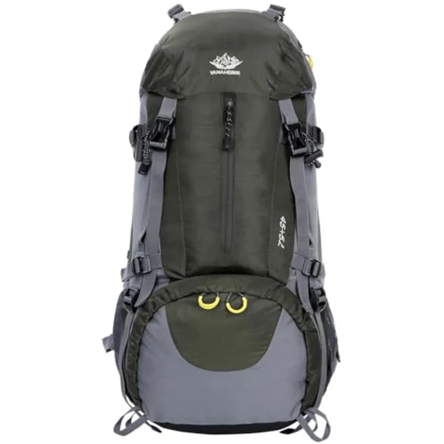 Zaino da Escursionismo Impermeabile 50L 45+5 - Daypack Sportivo da Esterno con Copertura Antipioggia