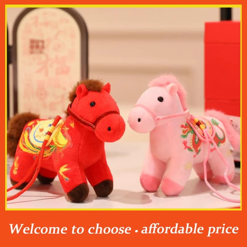 TH 1Pz Simpatico Peluche a Forma di Cavallo Zodiacale Realistico, Decorazione per Borsa, Ciondolo, Portachiavi, Mini Cavallo di Peluche da 12CM