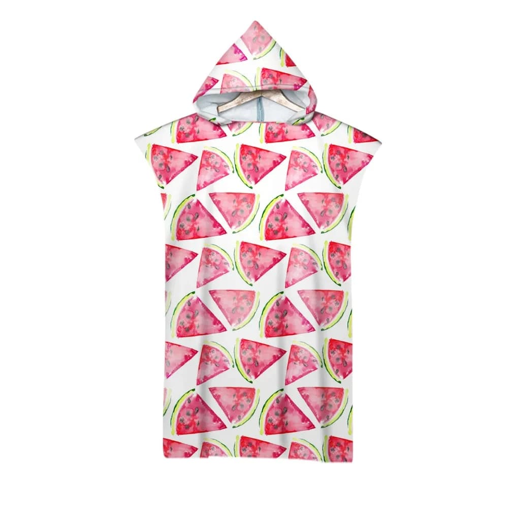 Microfiber Fabric with Watermelon Pattern Soft Adult Bath Towels Beach Towels Bathrobe Mantle Hooded Bathroom Towels
