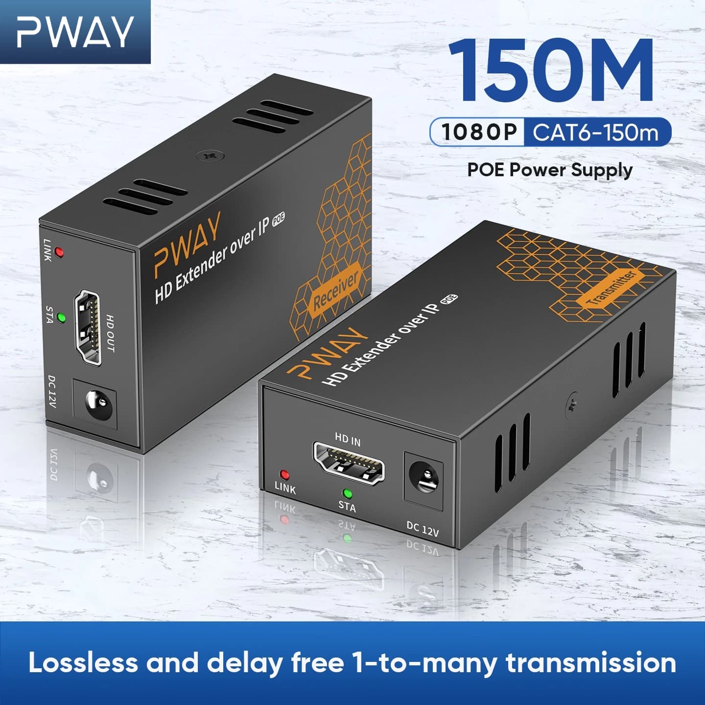 Extender HDMI 150M su IP POE Tramite Cat6 RJ45 Ethernet HDMI USB su UTP/STP 1080P 60HZ