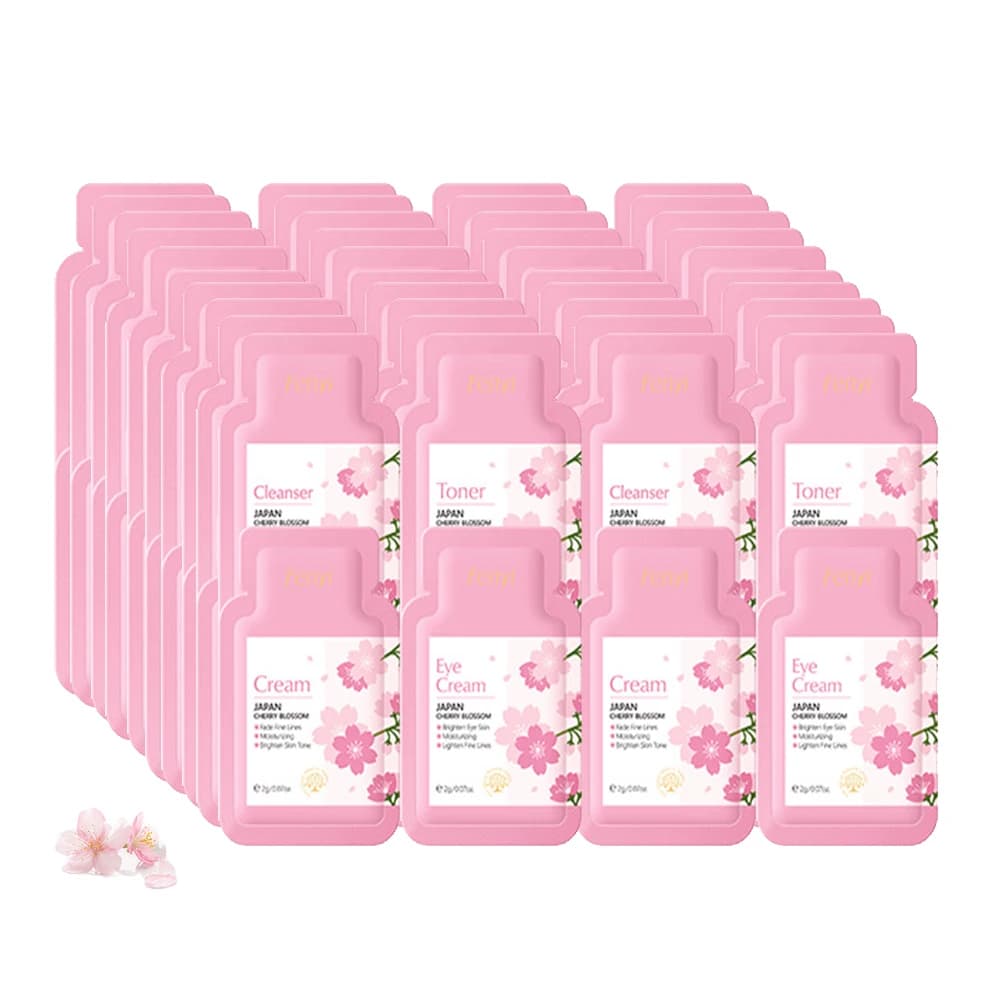 40 pcs Face Skin Care Set Moisturizing cream with cherry blossom essence and collagen eye cream, face toner and portable cleanser kit