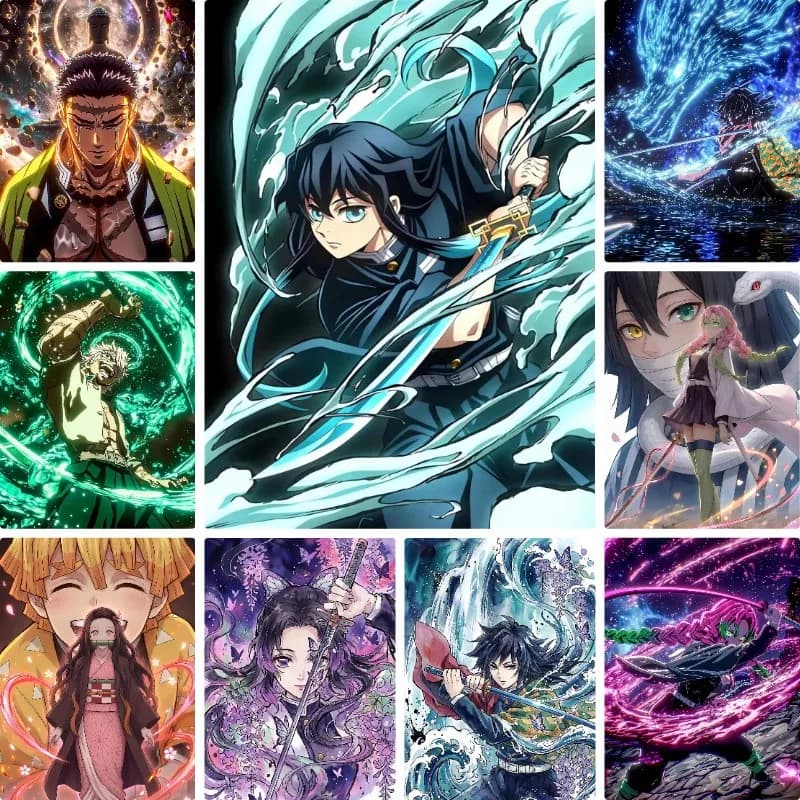 DIY Demon Slayer Hashira Diamond Painting Anime Combat Effect Aesthetic Home Wall Decoration Handmade Surprise Gift