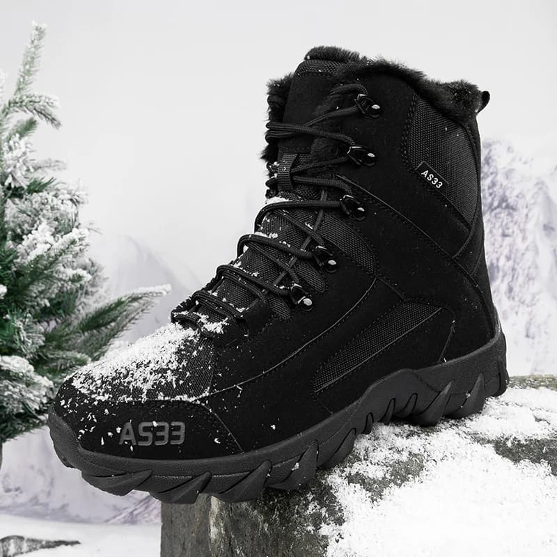 Brand Men's Winter Shoes Waterproof Hiking Boots Plush Warm Snow Ankle Boots Anti-slip Outdoor Trekking Sneakers Male Work Shoes