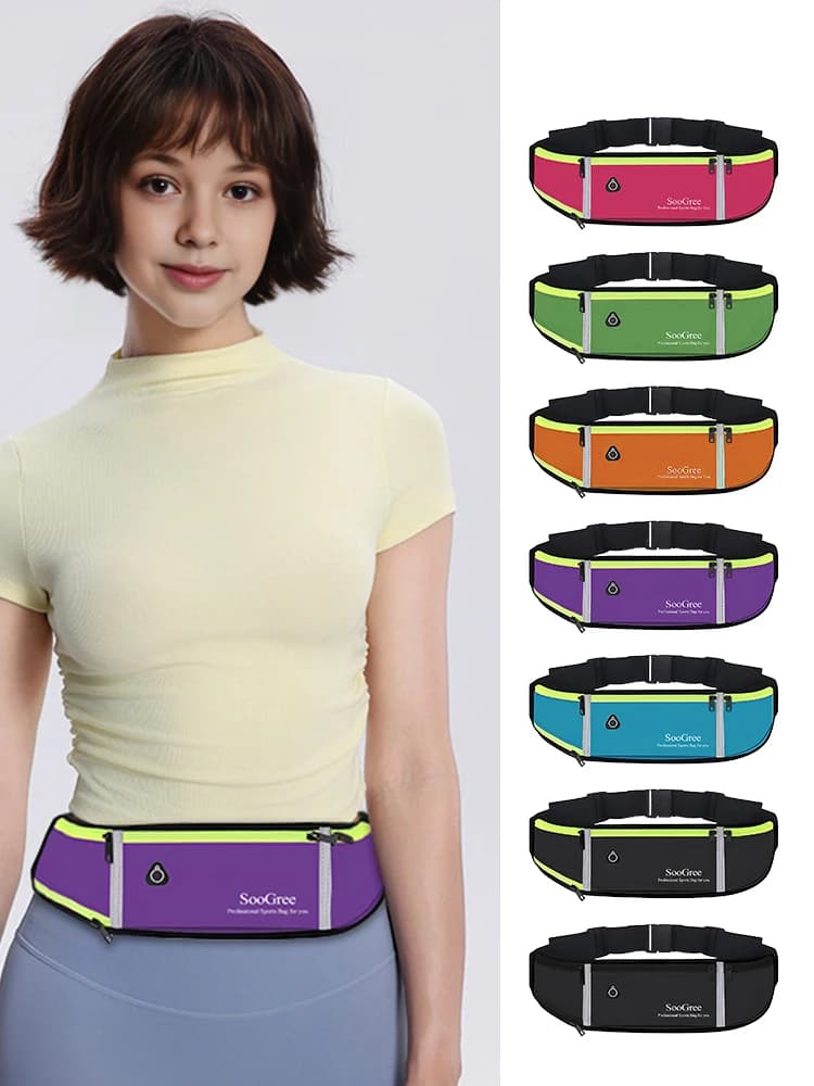 SooGree Marsupi, Marsupio da corsa, Borsa da cintura per uomo e donna, Marsupio leggero per corsa con portaborraccia, Porta telefono