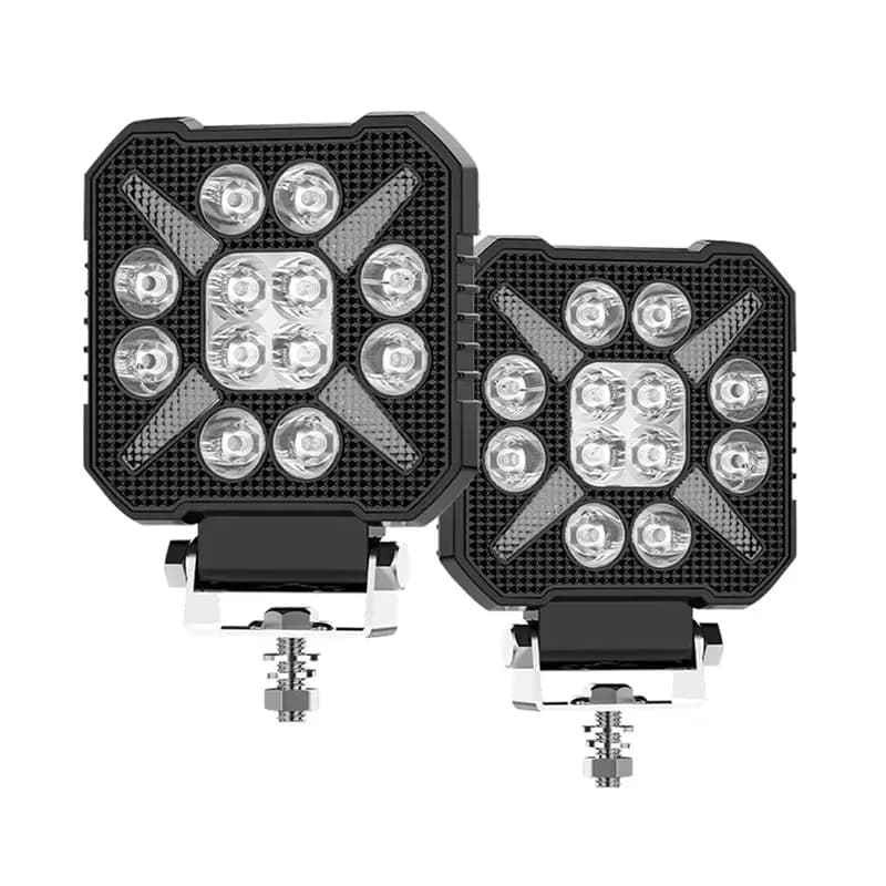 Faro da lavoro a LED quadrato AC34-4 pollici per auto, luce stroboscopica bianca e gialla, faro da guida fuoristrada, faretto per camion, auto, SUV, barca