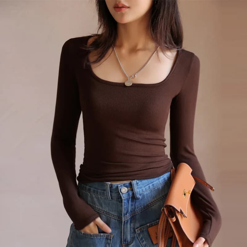 T-shirt da donna Modale Manica lunga Alta resistenza Slim Fit Camicie che toccano il fondo Casual Coreano Autunno Inverno Caldo interno Top Camicia in maglia