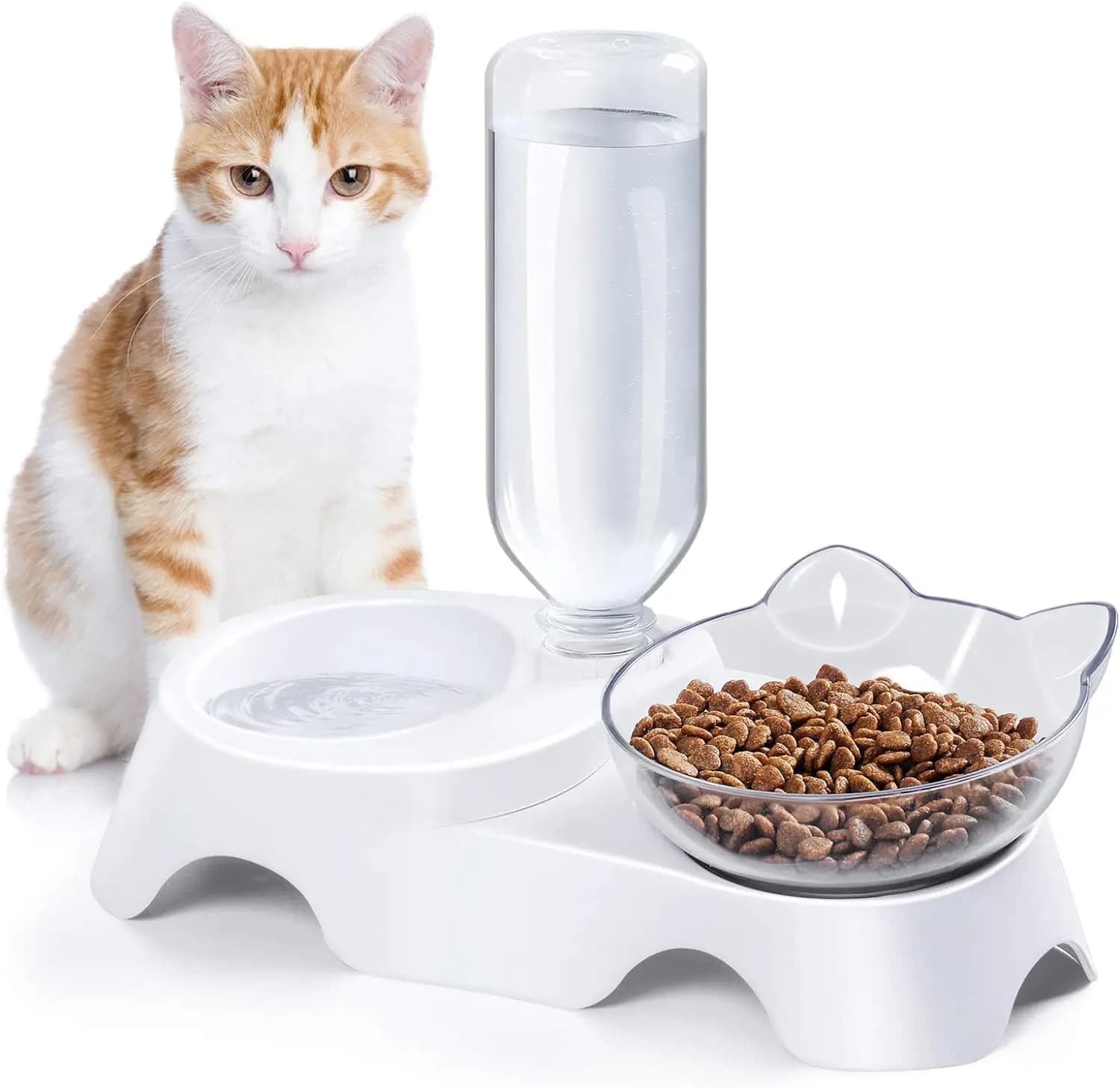 15 ° Ciotole Inclinabili per Cani e Gatti - Set Dispenser Automatico d'Acqua e Ciotola per Cibo per Animali Domestici di Piccola e Media Taglia