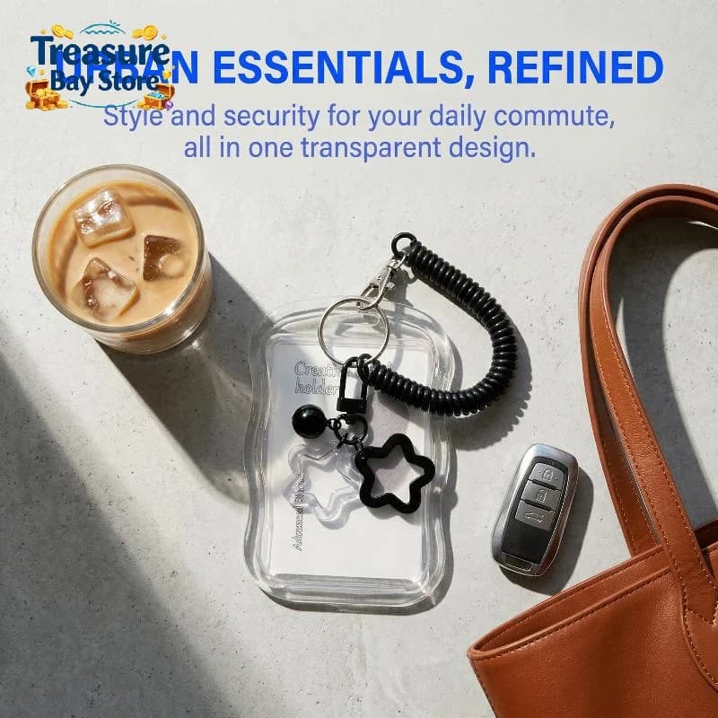 Transparent Photocard Holder Keychain Creative Card Sleeve Student Bus Card Storage Protector