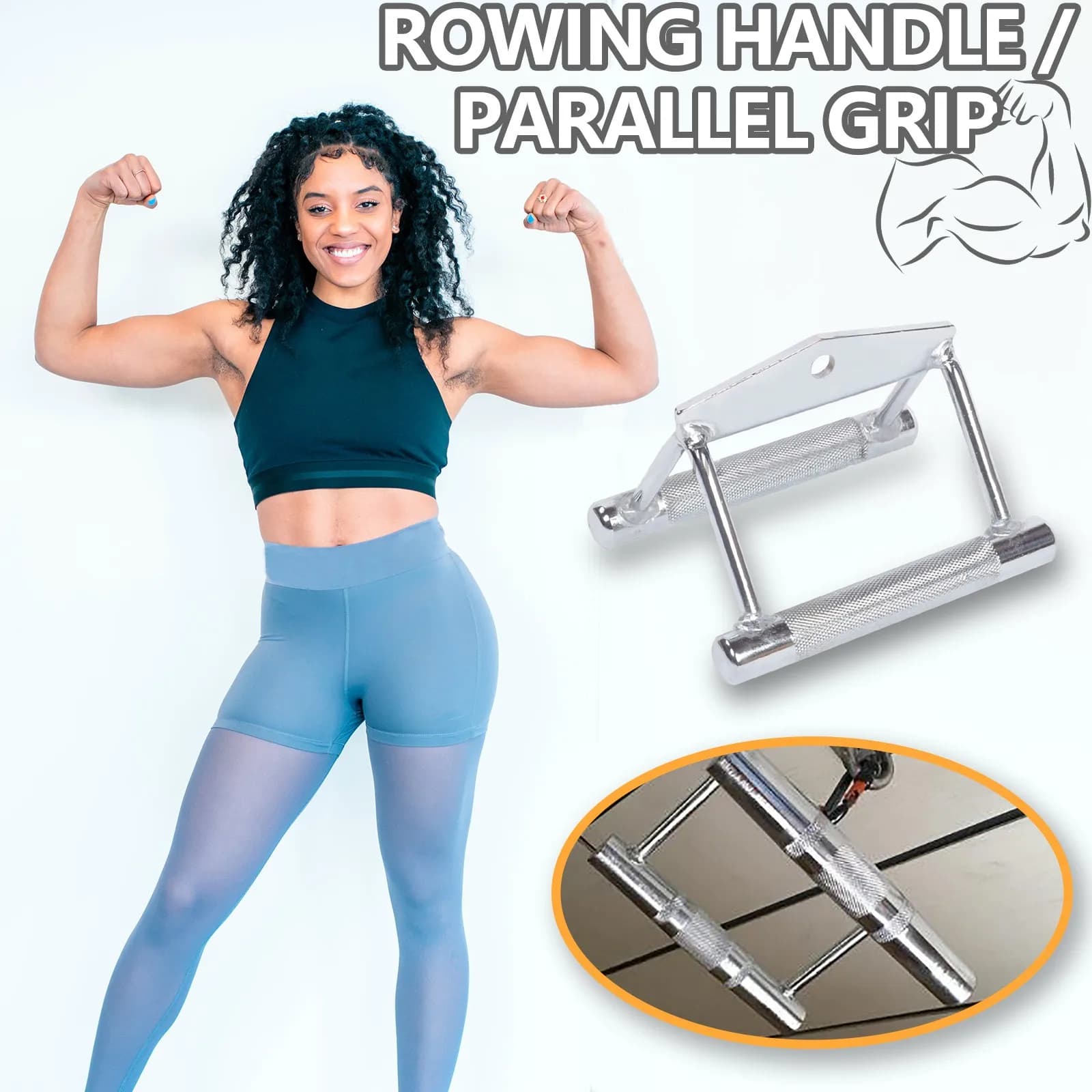 Parallel Grip Rowing Handle Fitness Equipment Strength Fitness Training Pull Bar Up Attachment Gym Accessory Exercise Tool T1