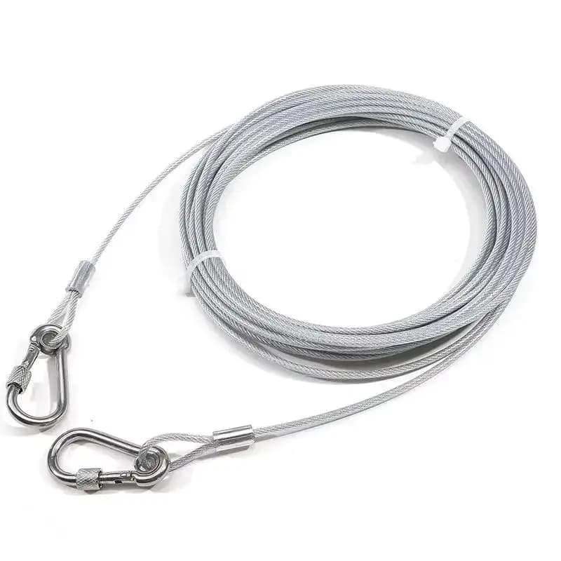 2pcs Double-headed Dog Tie Out Cable Leash Raction Rope With Metal Buckle Steel Wire Anti-rust Training Collar Outdoor Dog Stra