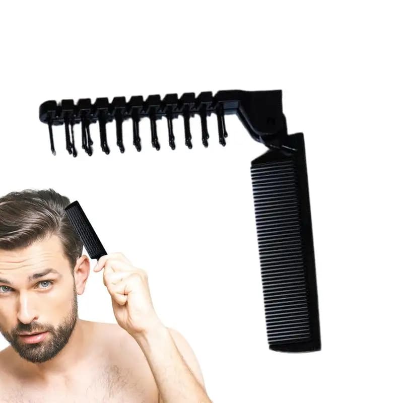 Pettine pieghevole a doppia denti Spazzola per capelli da massaggio Pettine per trucco a denti fini Strumento per lo styling antistatico per le vacanze con data di gita