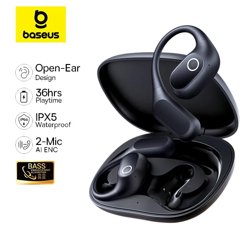 Baseus Eli 2i Fit Open-Ear True Wireless Bluetooth 6.0 Ear Hooks IPX5 Waterproof Sports Headphones Bass Boost