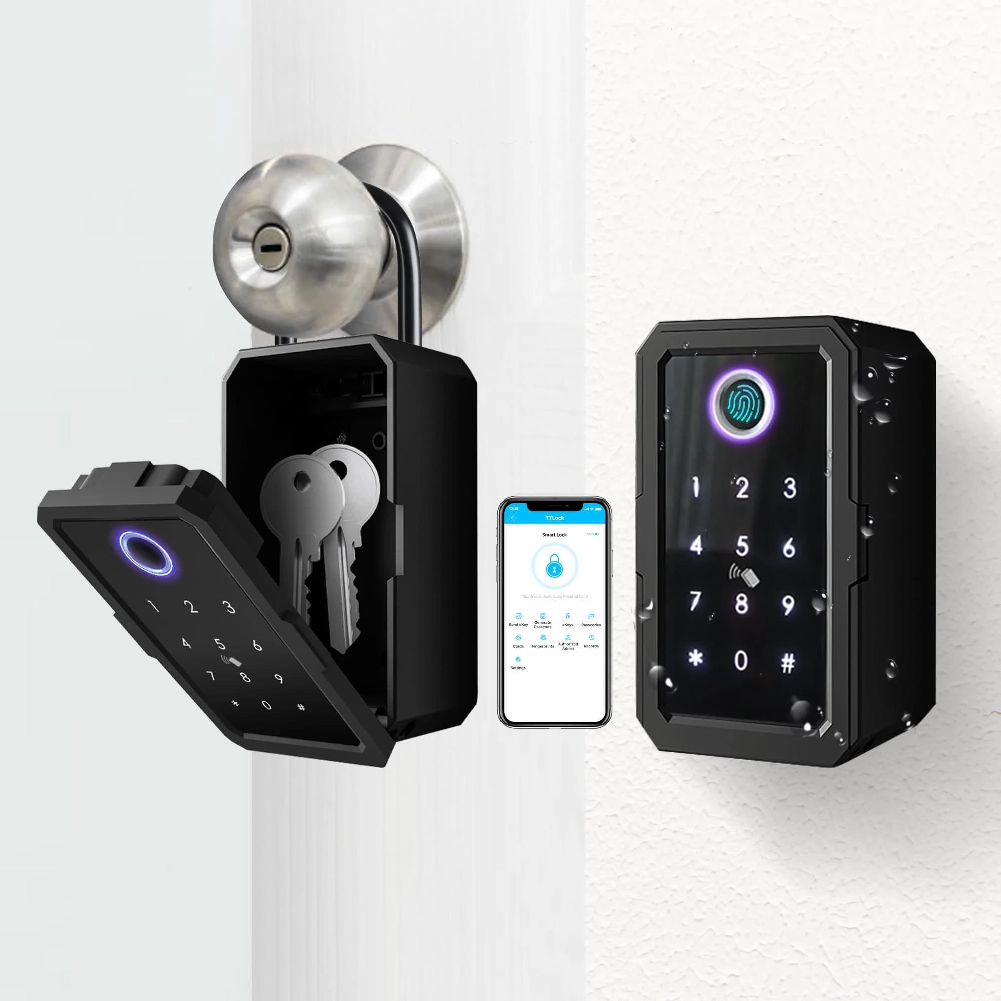 Cassette di Sicurezza TTlock Wifi con Password e Impronta Digitale, Serratura Intelligente Tuya, Cassetta Elettronica Portatile