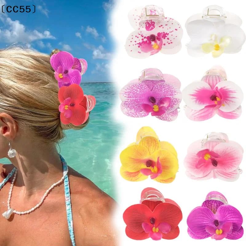 Fermaglio per capelli con fiori simulati da 7 cm, fermaglio per capelli con orchidea, fermaglio per capelli alla moda, accessori per capelli eleganti per donne e ragazze〔CC55〕