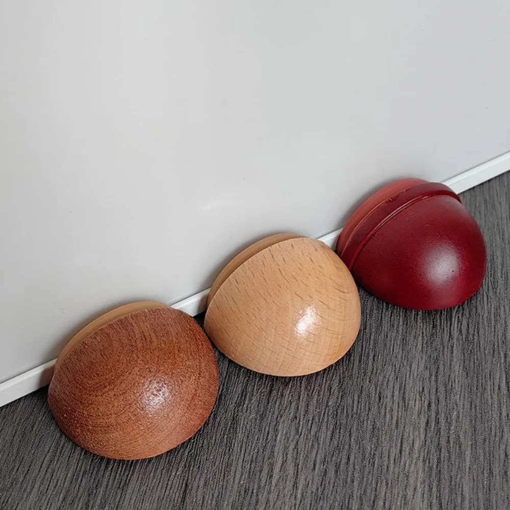 New Solid Wooden Door Stopper Punch-free Nail-free Door Blocking Device Wall Protectors Reduce Noise Doorstop
