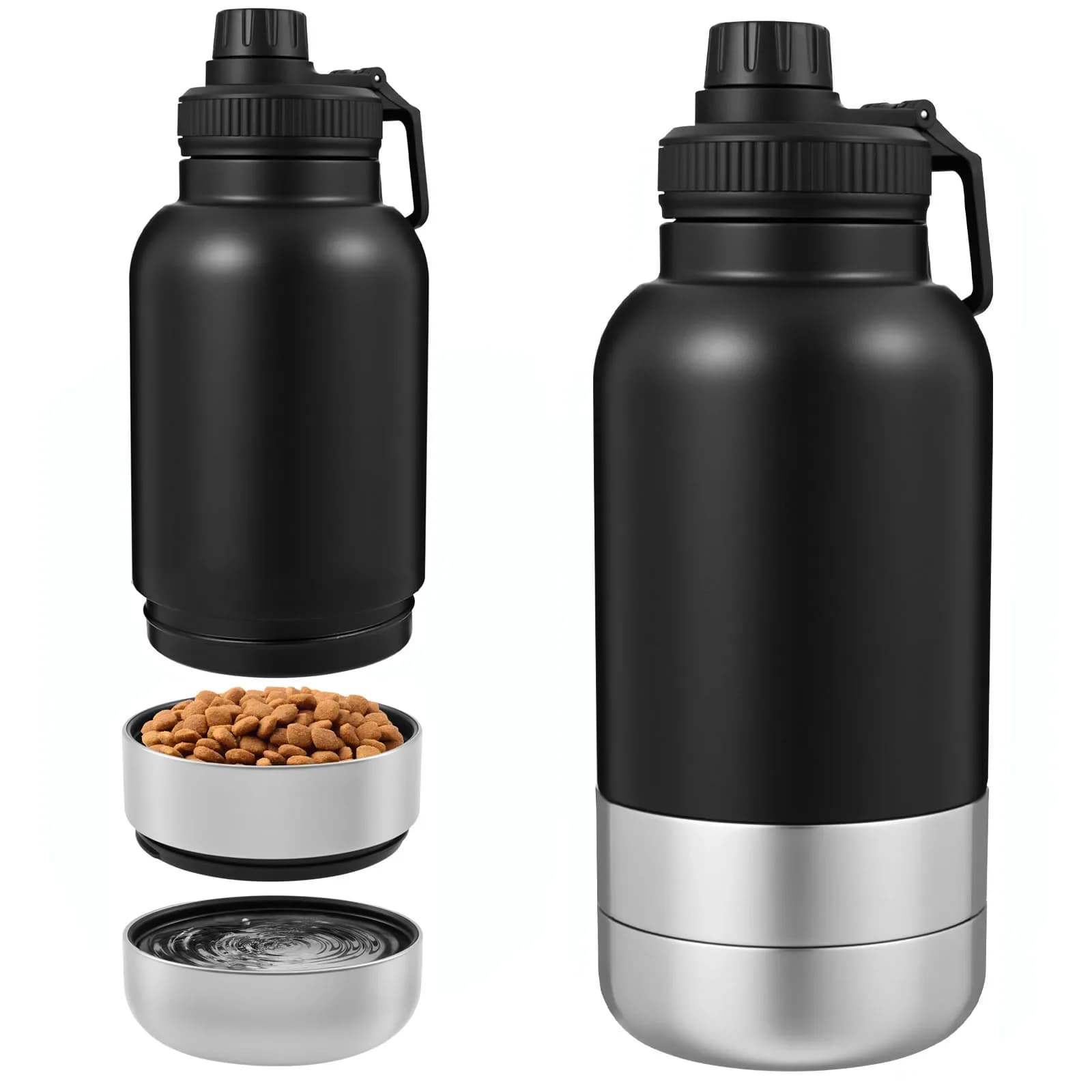 Bottiglia d'Acqua Portatile per Cani da 32 oz, 3 in 1 Antigoccia con 2 Ciotole Staccabili per Passeggiate ed Escursioni