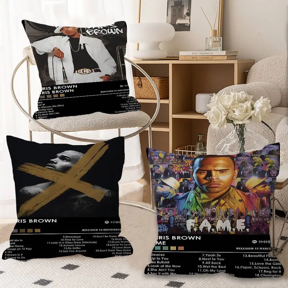 Cuscino C-Chris B-Brown Rapper, Cuscino Anime, Copricuscino per Divano Letto 45x45 cm, alla Moda