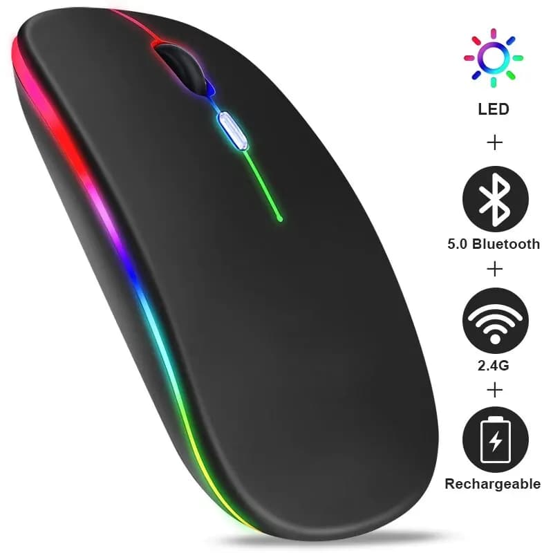 Wireless Mouse Bluetooth Rechargeable RGB Computer Wireless Mause Mouse Ergonomic LED Play Mouse for Laptop 3600 DPI