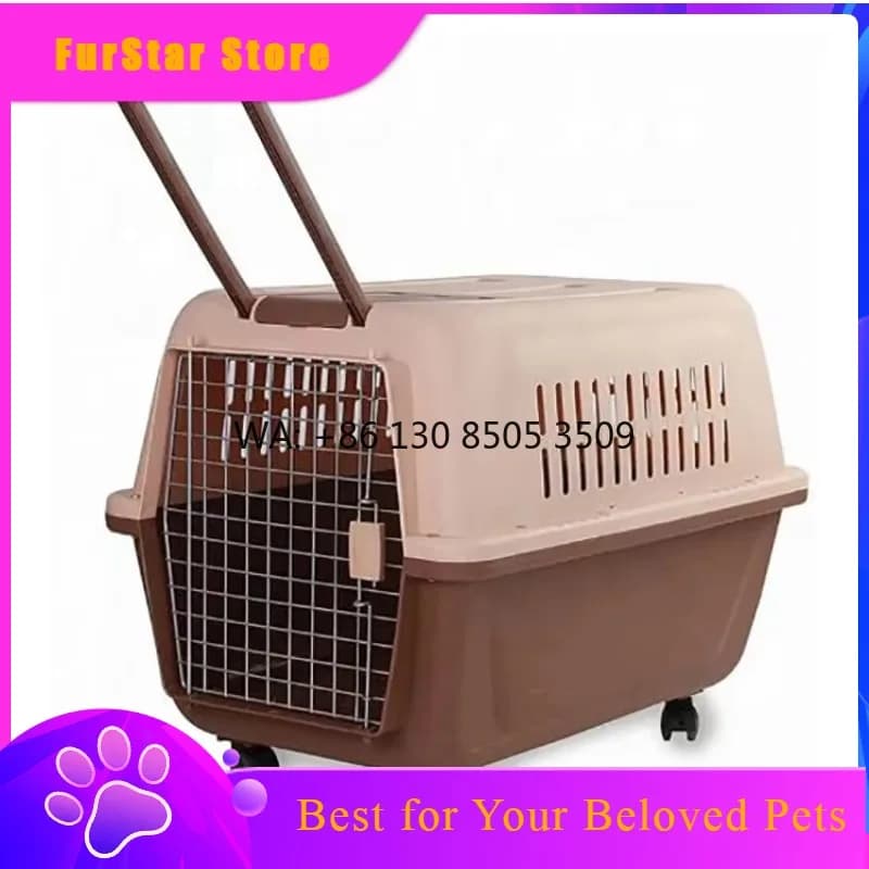 FurStarLuxury Plastic Fashion Airline Approved Pet Transport Box Cat Cage Dog Travel Carrier