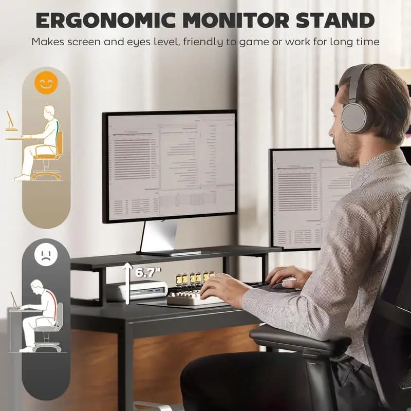 HOMCOM Scrivania da Gaming a L da 157 cm con Prese di Corrente e Luci LED, Scrivania per Computer con Supporto Monitor e Ripiano CPU, Nera