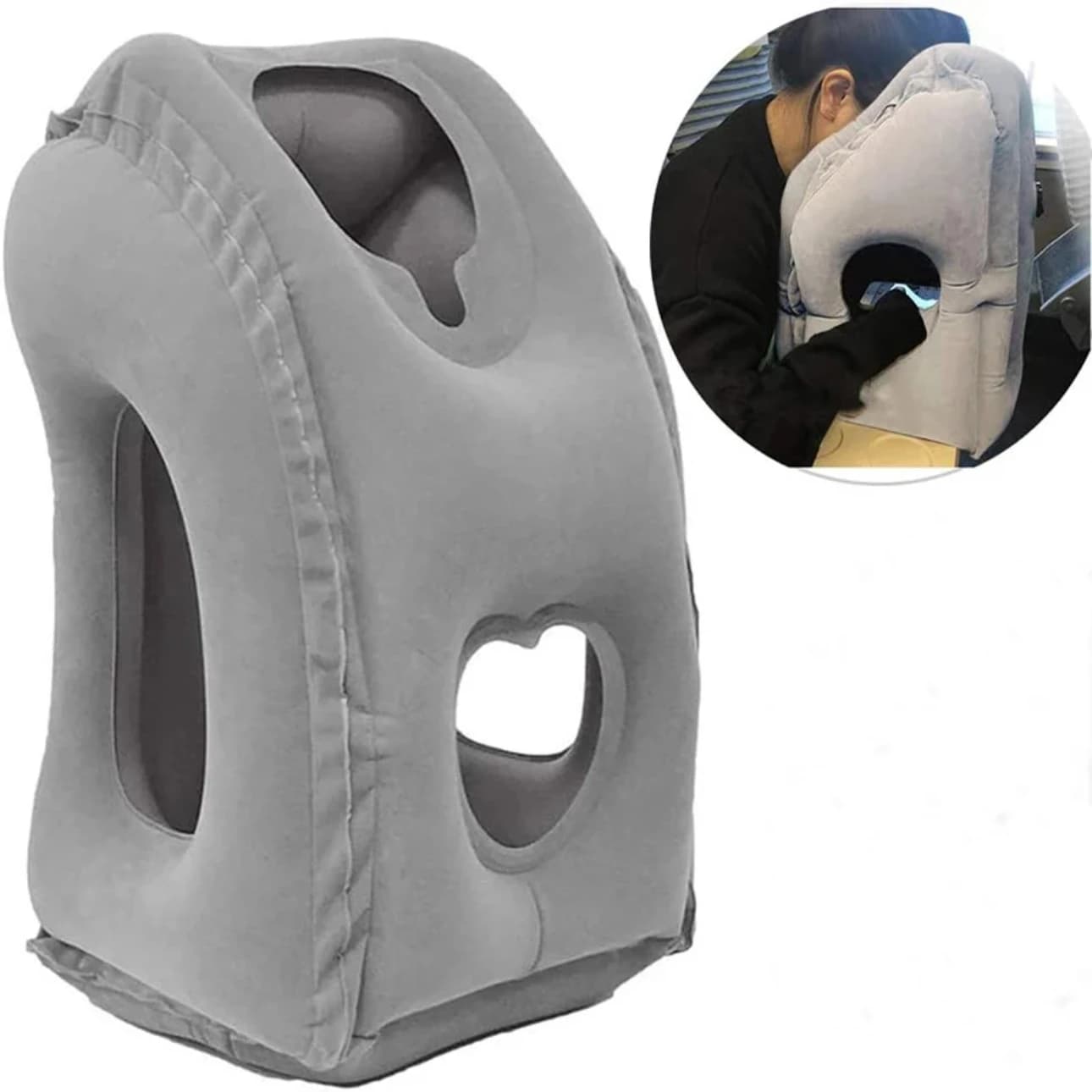 Nuovo modello cuscino da viaggio gonfiabile supporto per il mento portatile cuscino per il collo per aereo auto autobus treno ufficio cuscino di supporto per il riposo della pisolino