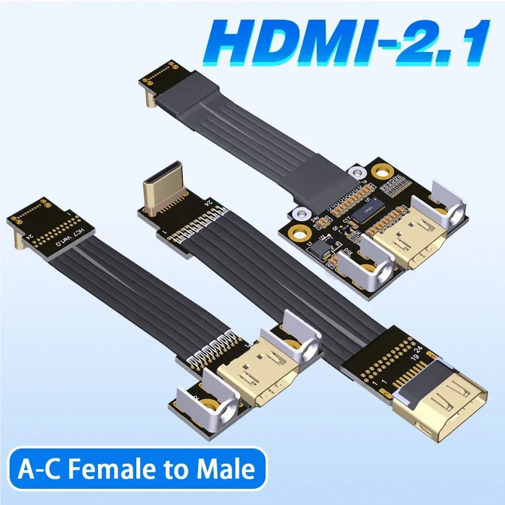 ADT-Link HDMI 2.1/2.0 Type C Male Type A Female 4K Video and Audio Tape HDTV Plate for FPV Photography Air Gopro Camera