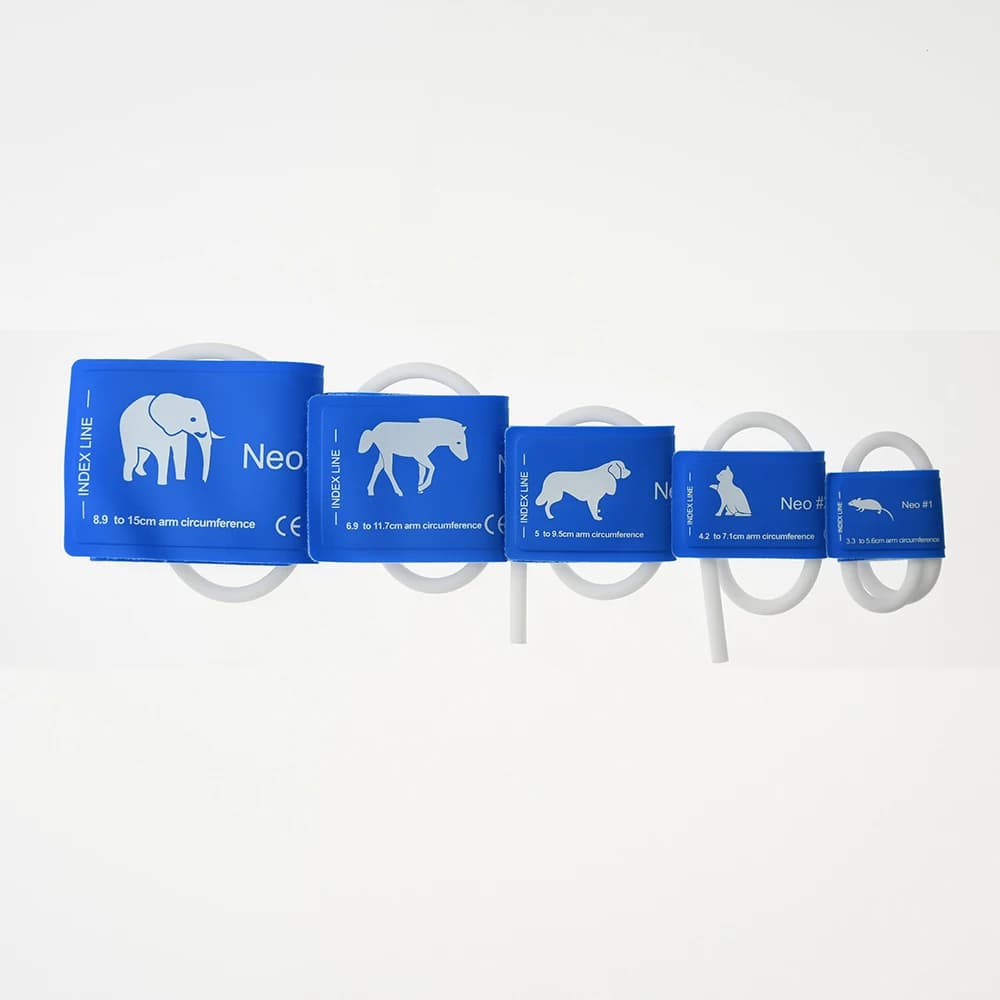 Veterinary pressure cuffs, reusable accessories for pet skewer cuffs, animal monitor cuffs with connector