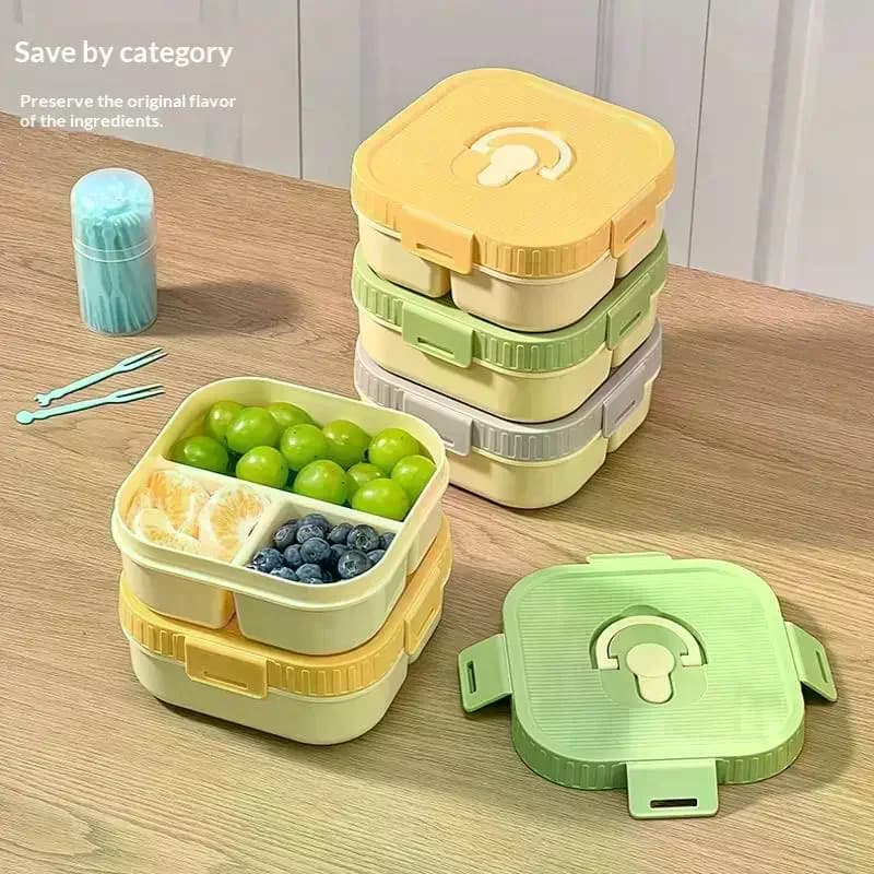Lunch Box in plastica portatile con scomparto Contenitore per il pranzo sicuro per insalata di frutta per microonde Bento Box a prova di perdite per studenti per bambini