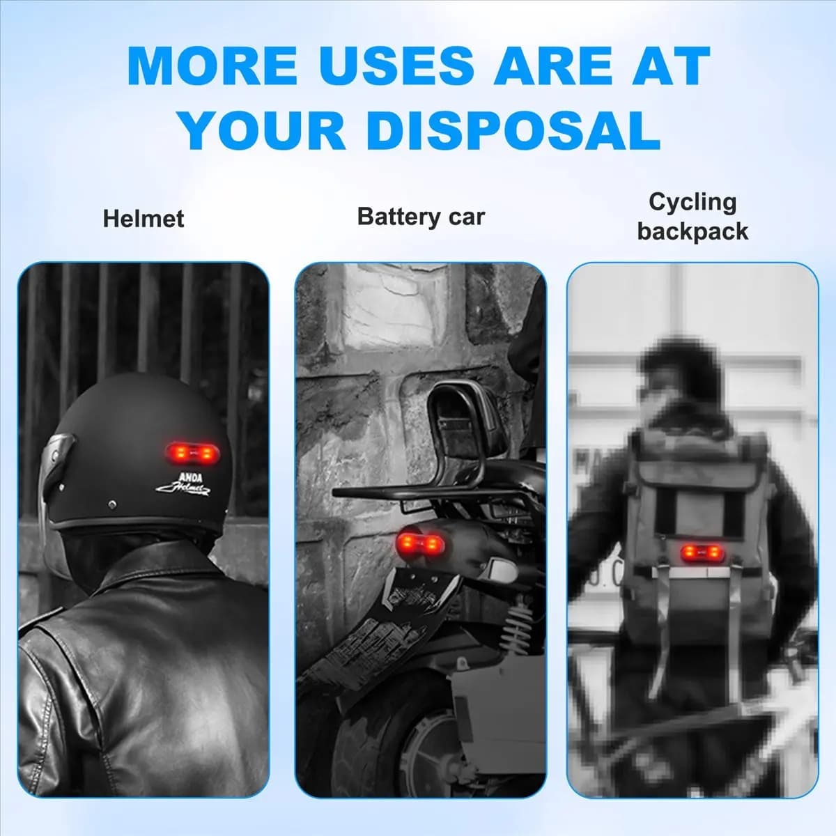 (AD10) Luce LED per Casco, Luce di Freno per Casco Moto Ricaricabile, Luce di Sicurezza Posteriore Rossa per Bicicletta per Guida Notturna