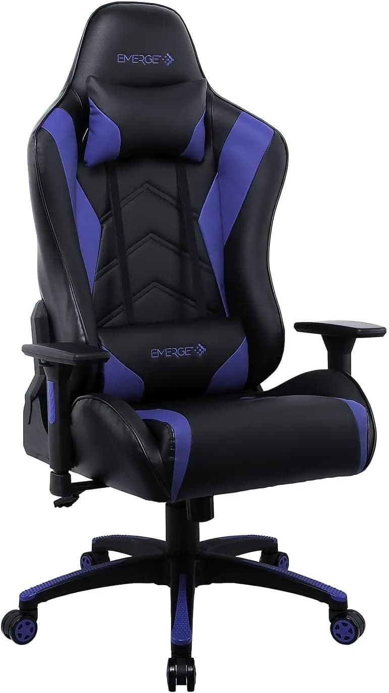 Sedia da Gaming Ergonomica Blu con Altezza Regolabile e Funzione Girevole