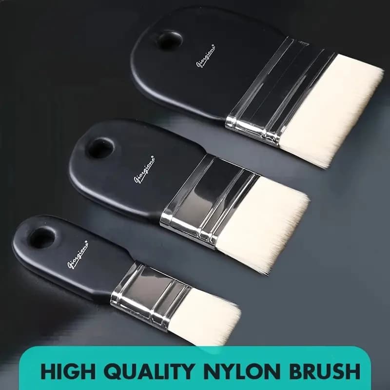 Nylon Square-Wash Paint Brushes 3 Sizes Watercolor Oil Painting Brush, Acrylic Wall Painting Brush For Students Art Tools