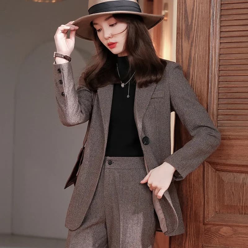 High Quality Fabric Women Business Suits Female Pantsuits Professional Ladies Office Blazers Career Outfits Work Wear Set