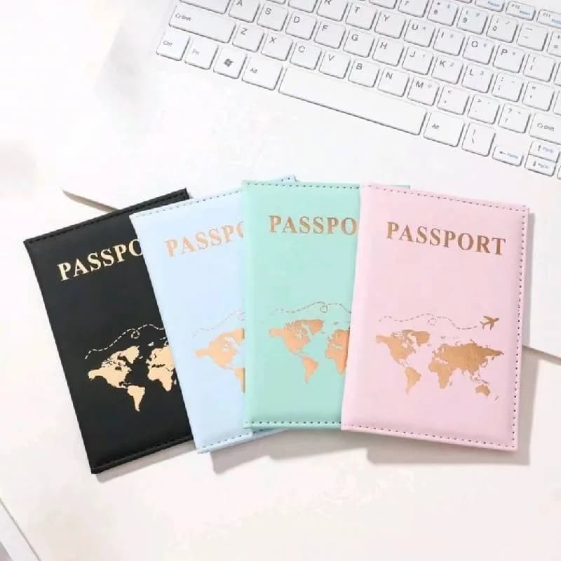 Porta Passaporto Sottile in PU con Mappa, Essenziale per Viaggi e Crociere, Portatile per Tutti i Paesi