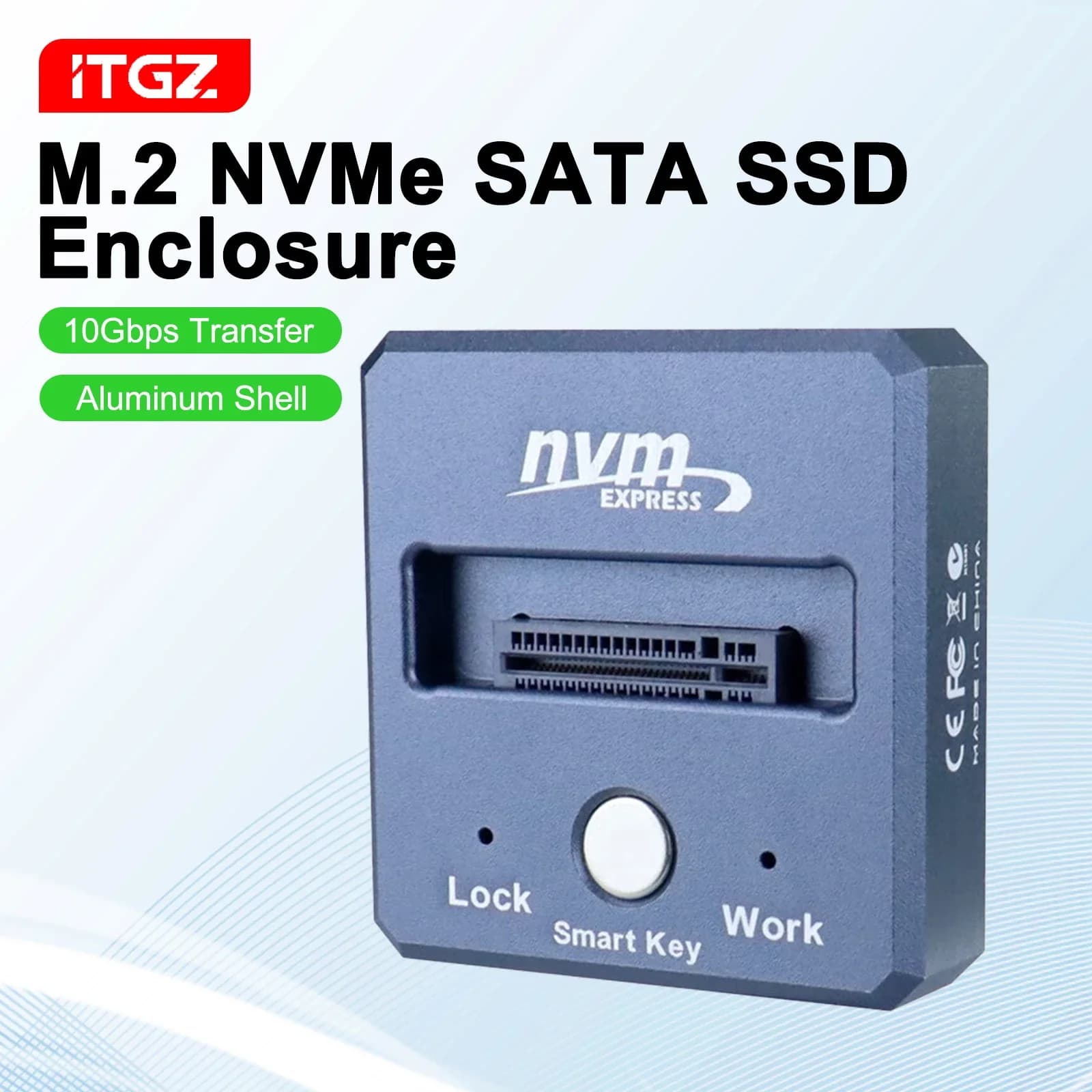 Custodia SSD ITGZ M2 NVMe NGFF Custodia SSD in alluminio 10Gbps PCIe M.2 Custodia portatile USB C 3.2Gen2 Adattatore esterno gratuito per custodia PC
